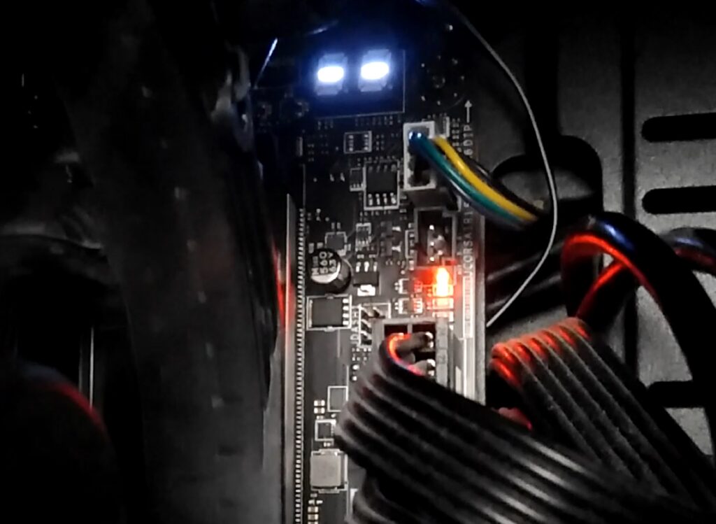 Can a red light on the GPU drain my power supply when the PC is off?